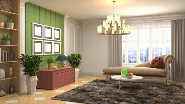 Illustration of the living room interior