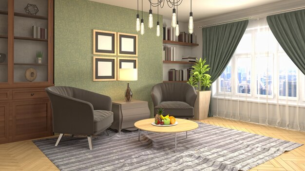 Illustration of the living room interior