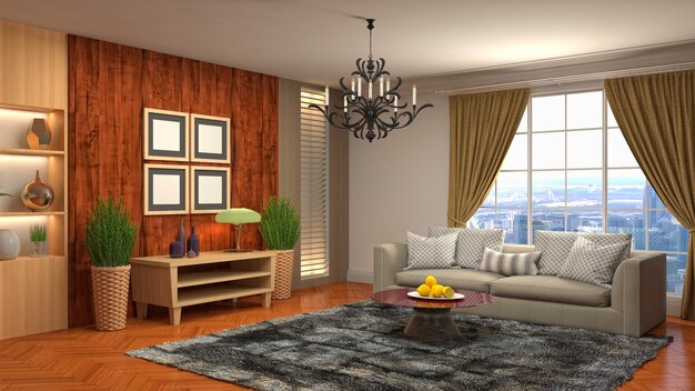 Illustration of the living room interior