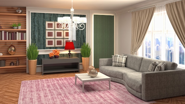 Illustration of the living room interior