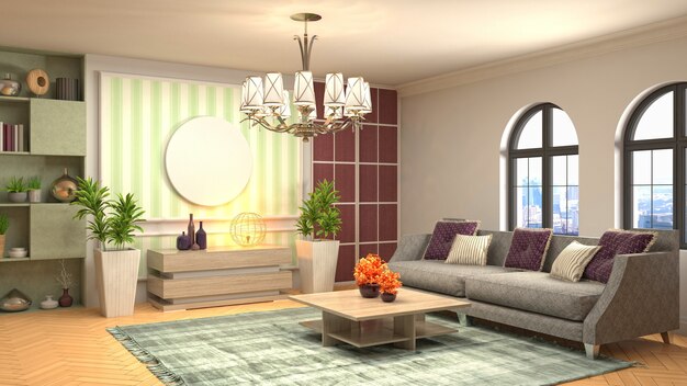 Illustration of the living room interior