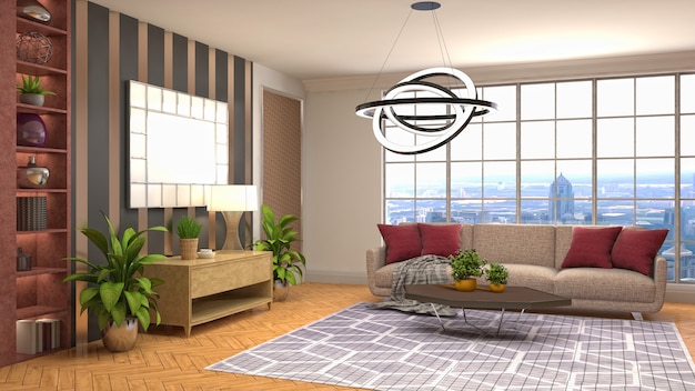 Illustration of the living room interior