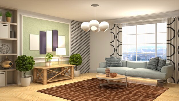 Illustration of the living room interior