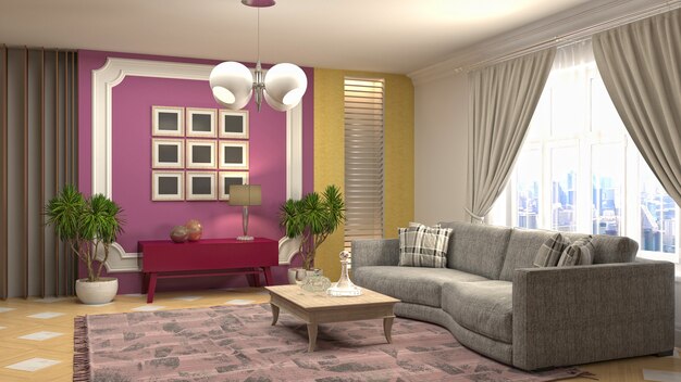 Illustration of the living room interior