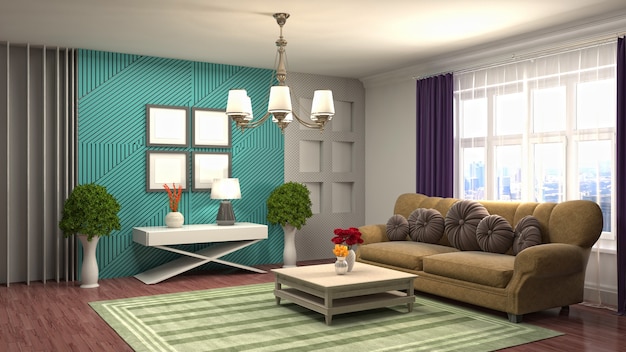 Illustration of the living room interior