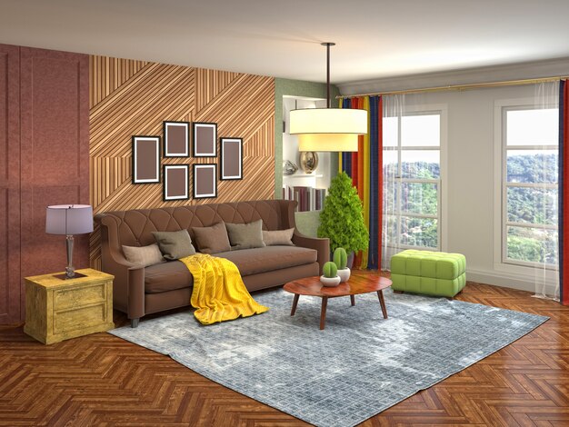 Illustration of the living room interior