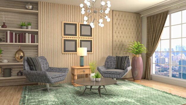 Illustration of the living room interior