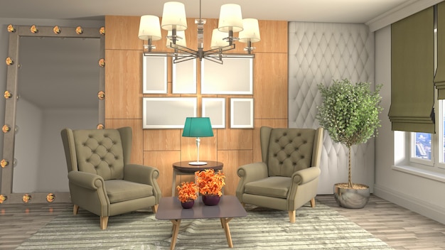 Illustration of the living room interior