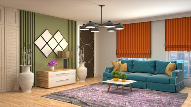 Illustration of the living room interior