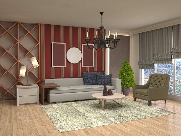 Illustration of the living room interior