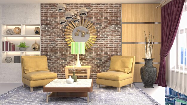 Illustration of the living room interior