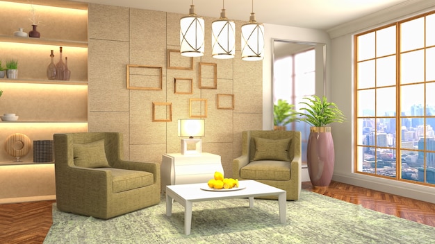 Illustration of the living room interior