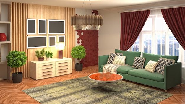 Illustration of the living room interior