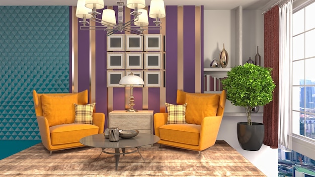 Illustration of the living room interior