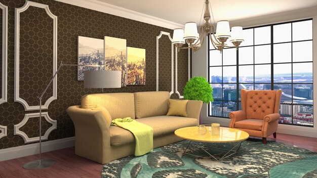 Illustration of the living room interior