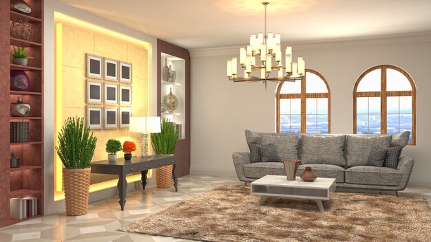 Illustration of the living room interior