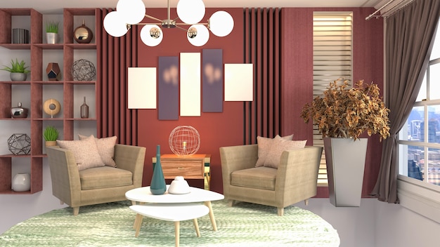 Illustration of the living room interior