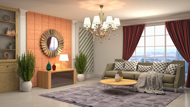 Illustration of the living room interior