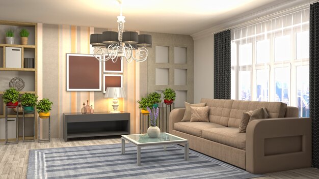 Illustration of the living room interior