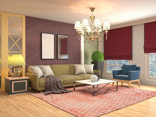 Illustration of the living room interior