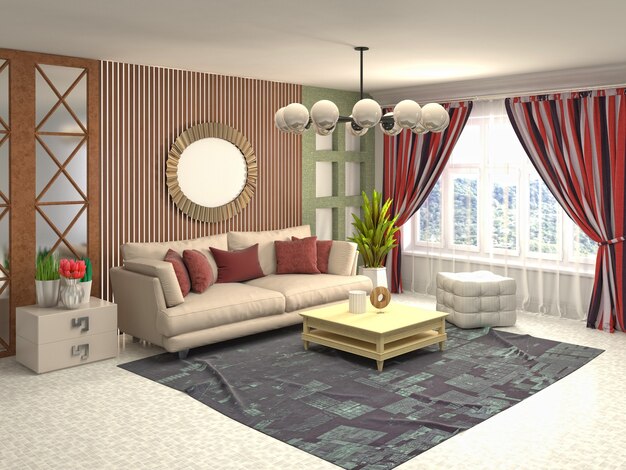 Illustration of the living room interior