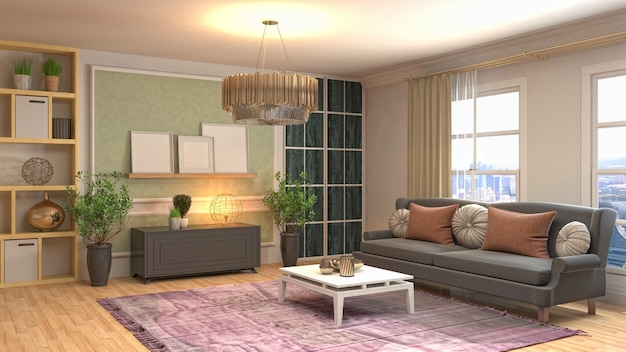 Illustration of the living room interior