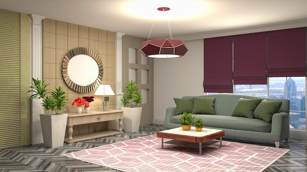 Illustration of the living room interior