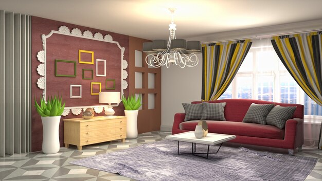 Illustration of the living room interior