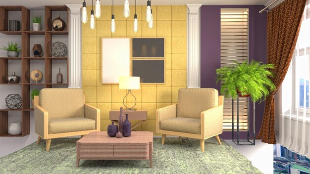 Illustration of the living room interior