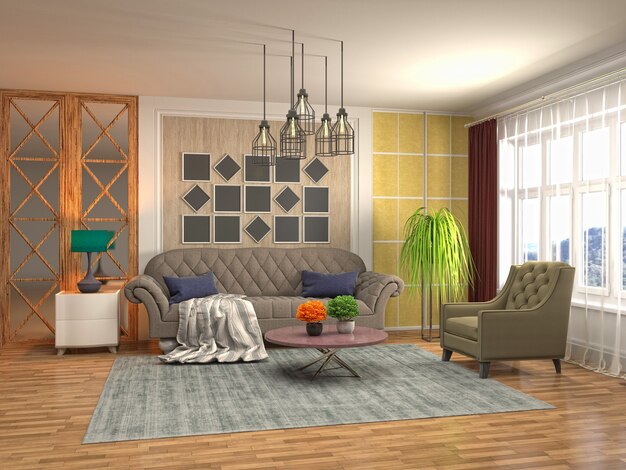 Illustration of the living room interior