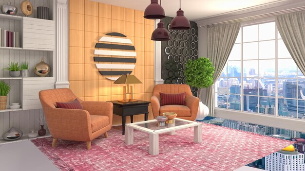 Illustration of the living room interior