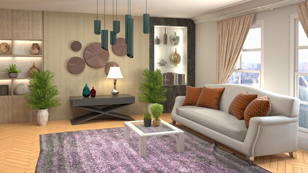 Illustration of the living room interior