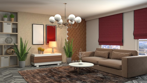 Illustration of the living room interior