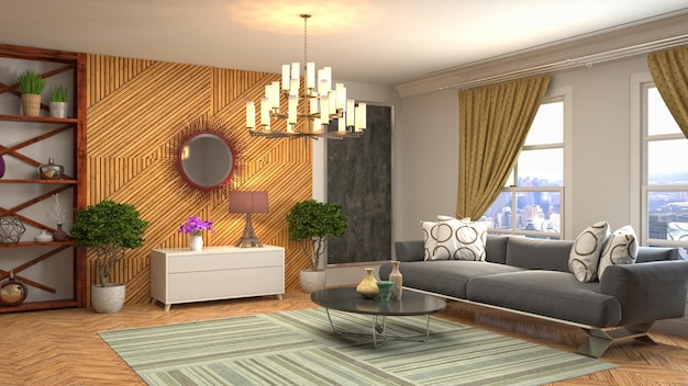 Illustration of the living room interior