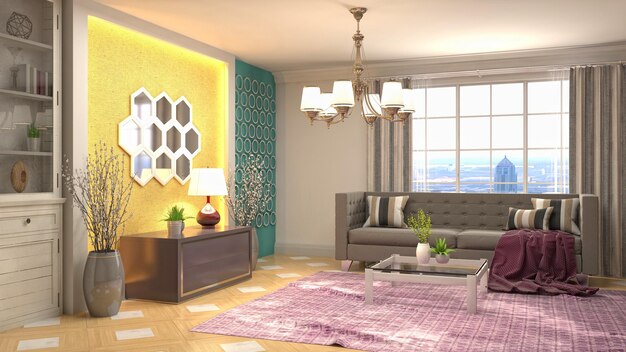 Illustration of the living room interior