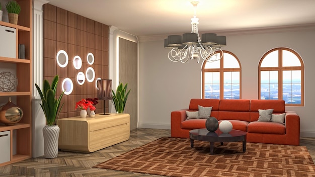 Illustration of the living room interior