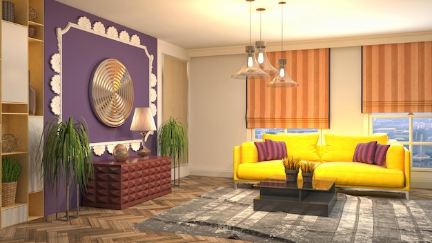 Illustration of the living room interior