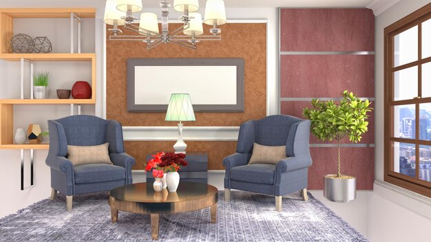 Illustration of the living room interior