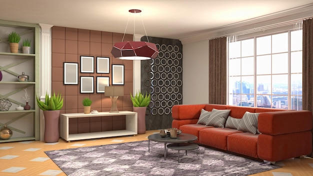 Illustration of the living room interior