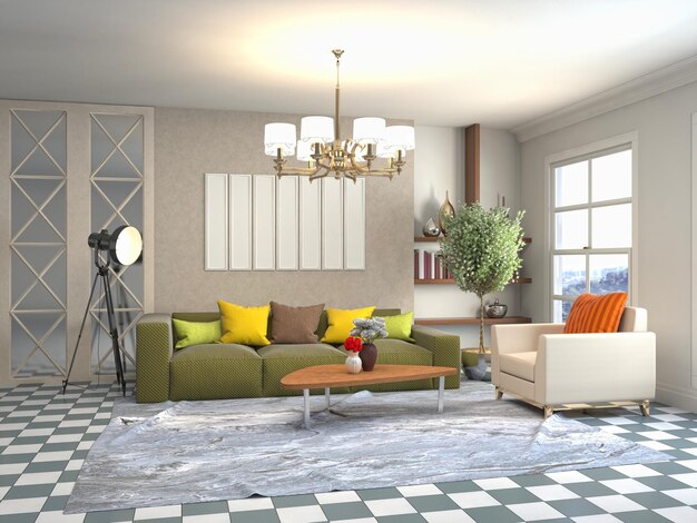 Illustration of the living room interior