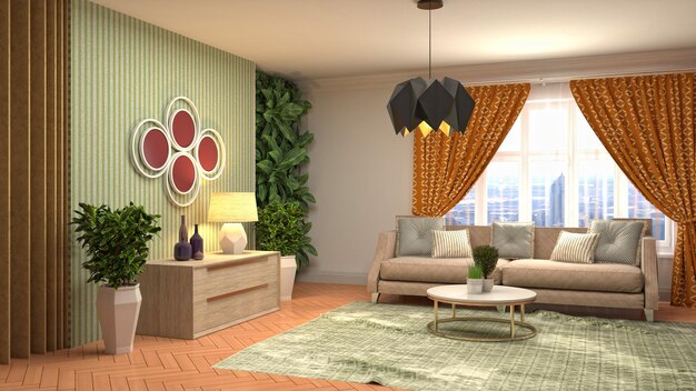 Illustration of the living room interior