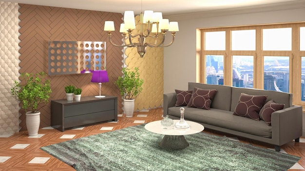 Illustration of the living room interior