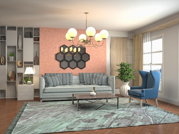 Illustration of the living room interior