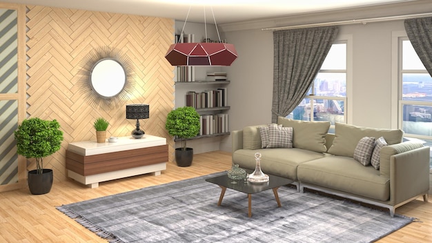 Illustration of the living room interior