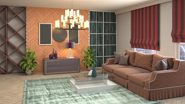 Illustration of the living room interior