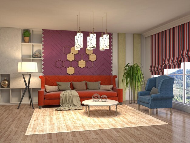 Illustration of the living room interior