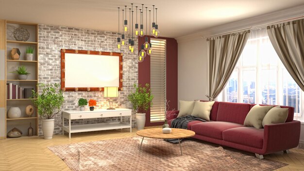 Illustration of the living room interior