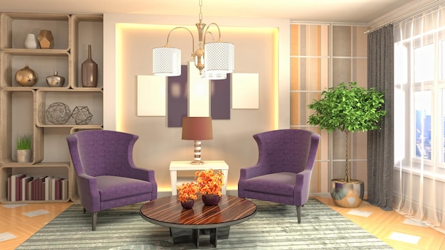 Illustration of the living room interior