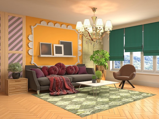 Illustration of the living room interior