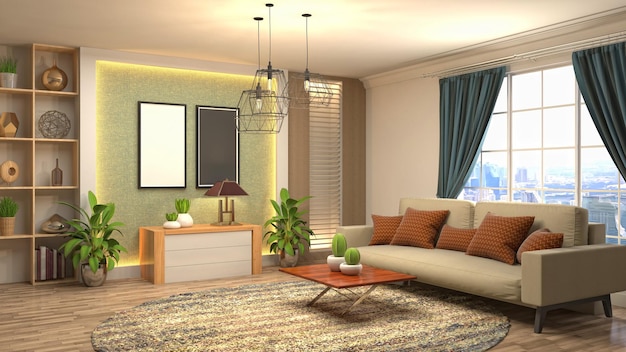 Illustration of the living room interior